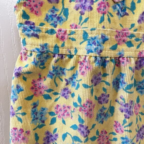 Vintage Oshkosh B'Gosh Yellow Floral Corduroy Overall USA Dress Girls SZ 5 FLAWS - Picture 9 of 16